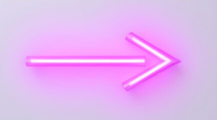 Obraz premium A bright, glowing purple neon arrow indicating a direction with a luminous effect on a transparent background for a stylish design, on a white background.