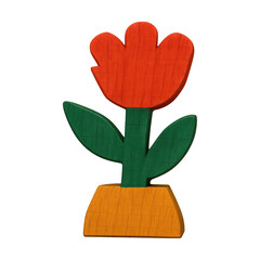 Fototapeta premium PNG Colorful wooden flower illustration.