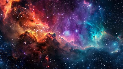 Vibrant cosmic clouds display brilliant colors across a field of distant stars