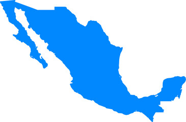 Solid blue Mexico map silhouette vector