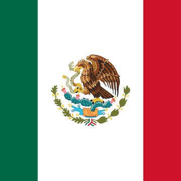 Official rectangular flag of Mexico with emblem