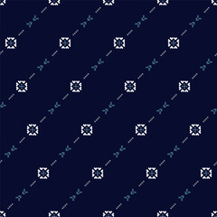 geometric diagonal seamless pattern featuring abstract cube shapes on dark blue background. Masculine, rugged backdrop with a grunge texture. Print for textiles, wallpaper, ties, shirts