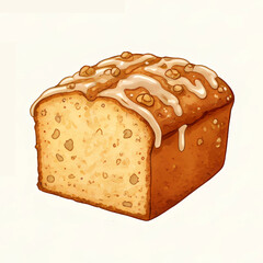 Watercolor-style illustration of a Banana Bread Cake Slice