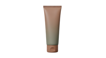Beige and green cosmetic cream tube packaging mockup isolated on transparent background