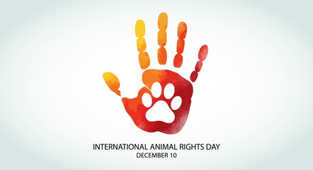 International Animal Rights Day Watercolor Handprint Paw December 10