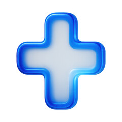 Fototapeta premium PNG Glossy blue 3D plus sign