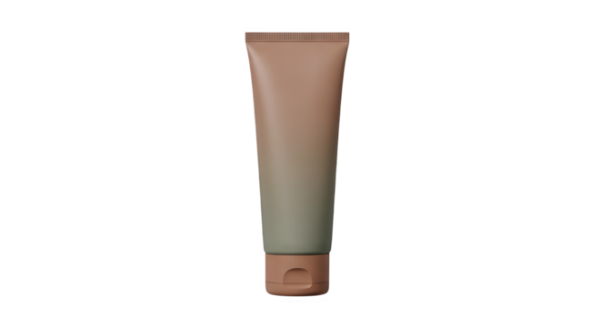 Beige and green cosmetic cream tube packaging mockup isolated on transparent background - Powered by Adobe