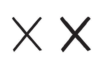 Black cross sign. Black  Letter X made with ink. Grunge letter X. Cross design element to cancel, reject and refuse something.