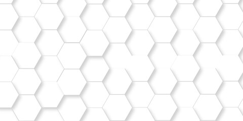 White abstract hexagonal paper background. Luxury White grid Pattern. Futuristic emboss honeycomb mosaic white background. geometric mesh cell texture. modern futuristic wallpaper.   © MdLothfor