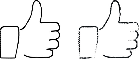 Detailed Hand Gesture Approval and Disapproval Icons Including Thumbs Up and Thumbs Down Vector Art for Brush outline Website Ratings, Social Media Engagement, and Interactive Interface Buttons