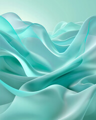 Soft Turquoise Silk-Like Abstract Wave Background