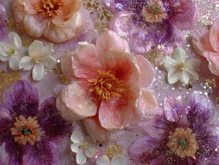 Elegant, chic, vintage floral glitter background