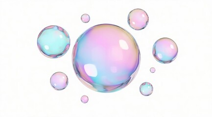 A close-up of a soap bubble with a holographic effect. Pastel tones and shimmering highlights create a magical atmosphere. Perfect for creative projects.