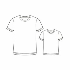 Two white t-shirts, one adult size and one child size.