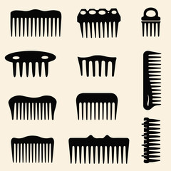 Modern Comb Icons for Beauty Salon
