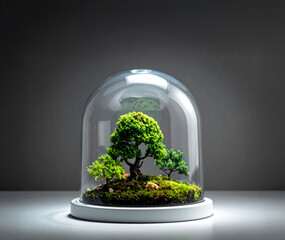 terrarium avec mini bonsa&iuml; 