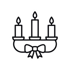Three Lighted Candles on Decorative Holder with Bow Tie in Black and White