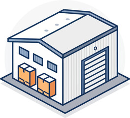 Minimal Geometric Warehouse Icon Isolated