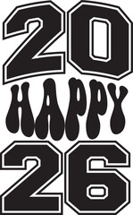 Happy New Year 2026 svg design cut files  