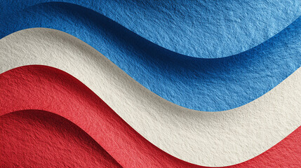 Abstract patriotic wave pattern with red, white, and blue color scheme, evoking feelings of freedom and national pride