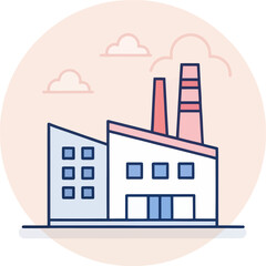 Naklejka premium Simple Vector Icon of a Modern Factory Building