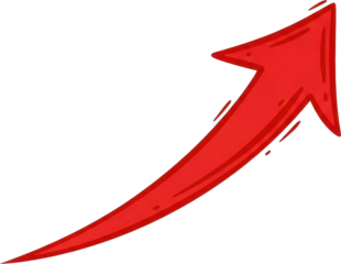 Red arrow pointing upwards indicating growth and positive direction.