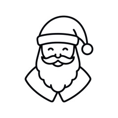 Naklejka premium Monochrome depiction of Father Christmas face with a beard and hat