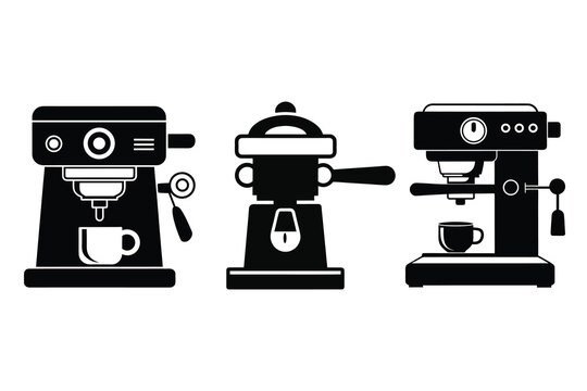 Portafilter Coffee Machine Icon set Silhouette &ndash; Barista Equipment Vector
