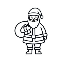 Line Drawing of Santa Claus Figure Carrying a Sack with a Minimalist Style