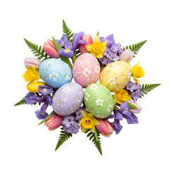 colorful easter eggs with flowers