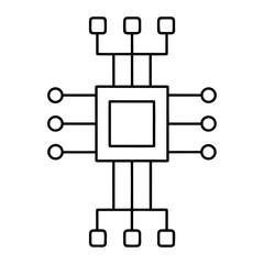 Edge Computing Node Outline Vector Illustration