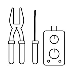 Electronics Repair Toolkit Outline Vector Illustration