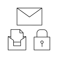 Email Encryption Outline Vector Illustration On Transparent Background