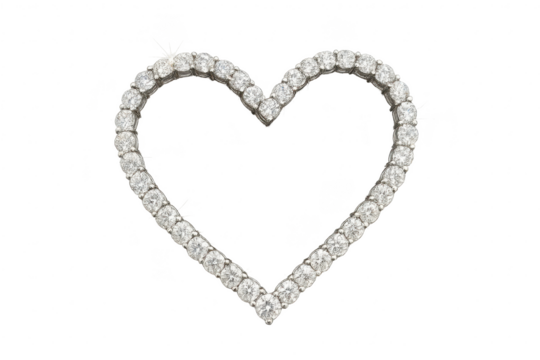 Sparkling heart-shaped diamond outline isolated on a transparent background - Powered by Adobe