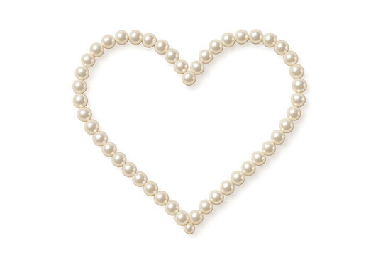 Lustrous white pearl heart shape, isolated on transparent background