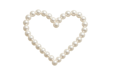Obraz premium Elegant white pearls arranged in a heart shape isolated on transparent background
