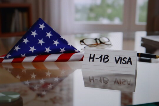 United States national flag, H1B Visa symbol illustration vector icon, red white and blue stars and stripes banner for patriotism day