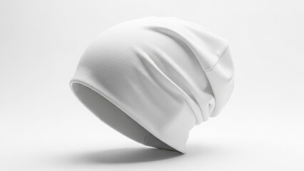 Plain white beanie hat on a white background clothing accessory