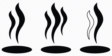 Smoke steam silhouette icon vector illustration sign symbol. linear design. Collection of steam smoke or hot spring symbol illustrations. Smoke and steam vector icon set. Heat, hot, cooking symbol eps
