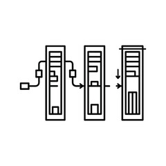 Data Processing Flow and Server Rack Architecture Diagram