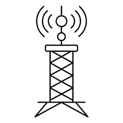 Mobile Network Tower Outline Vector Illustration Transparent Background