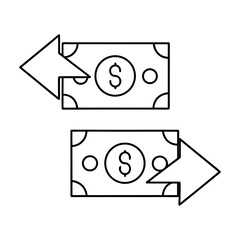 Money Transfer Icon Outline Vector Illustration Transparent Background