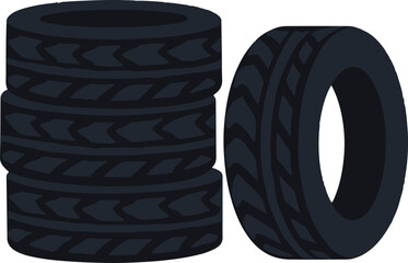 vector automobile rubber tires isolated on white background. tire stack flat style design © Silhouette Vector