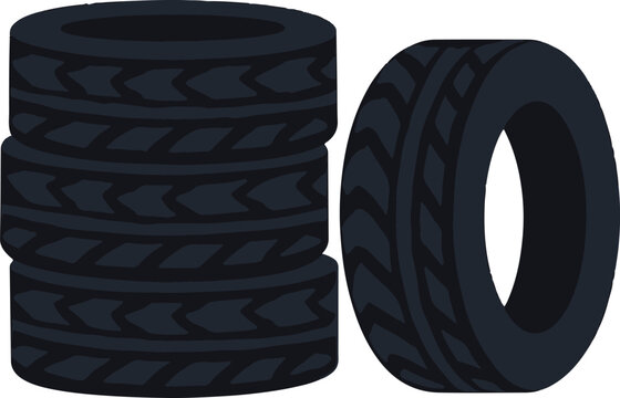 vector automobile rubber tires isolated on white background. tire stack flat style design