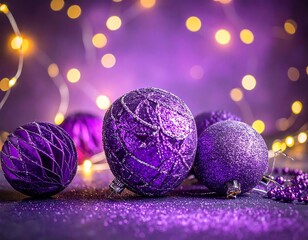 Elegant Purple Christmas Ornaments with Sparkling Lights for Holiday Season