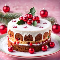 Festive Holiday Cake with Ornaments