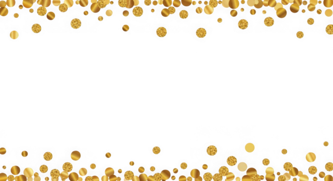 Golden glitter confetti circles border on transparent background - Powered by Adobe