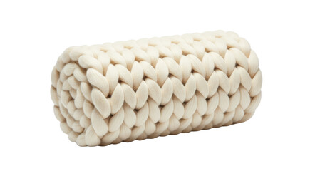 Luxurious Cream-Colored Thick Knit Throw Rolled Up