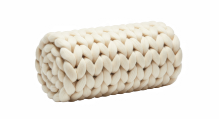 Luxurious Cream-Colored Thick Knit Throw Rolled Up