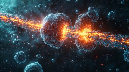 Cell division with energy transfer and cosmic background radiation effects on cells 100